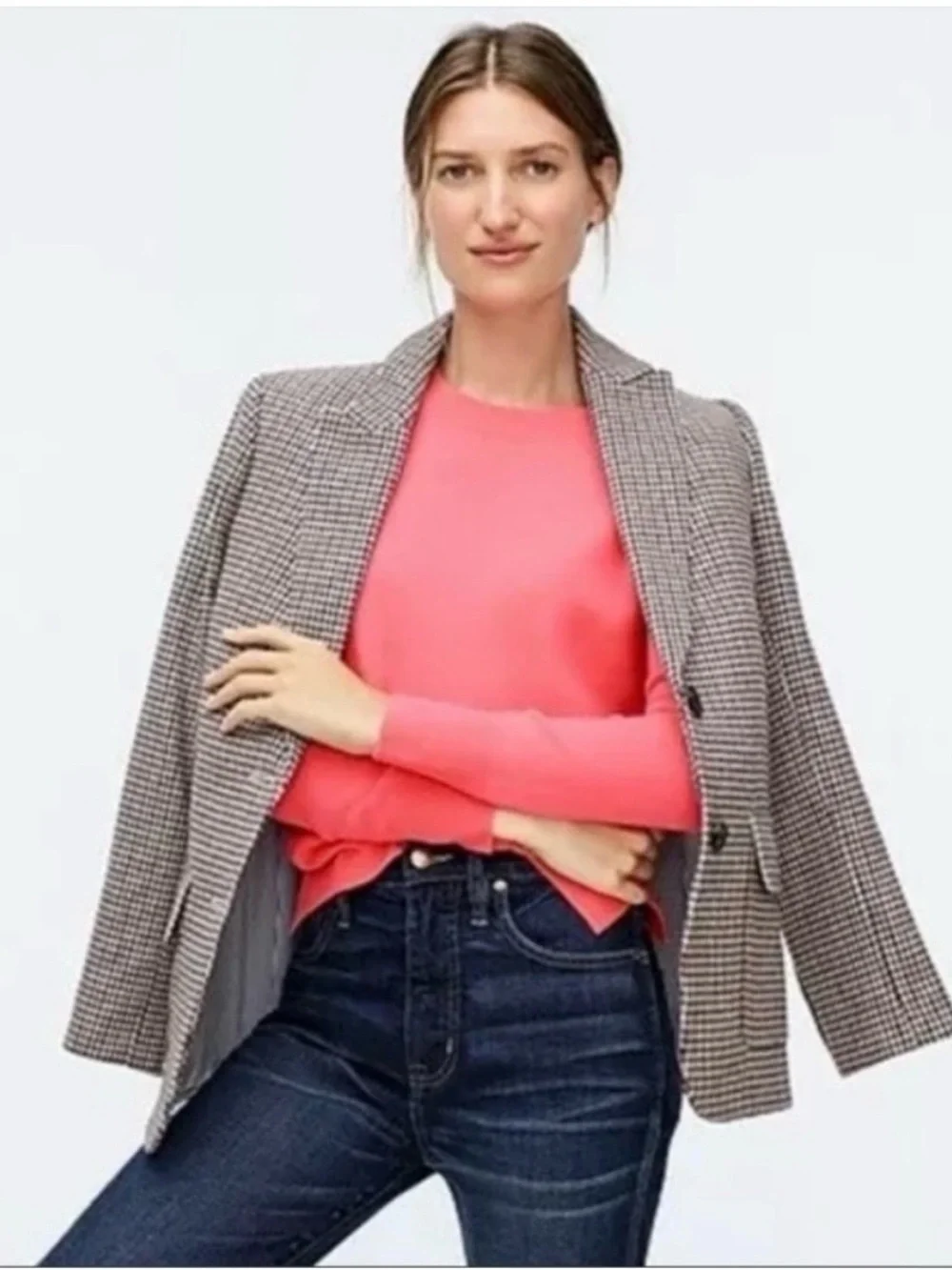 J. Crew 100% Cashmere Coral Crewneck Sweater size Small. EUC.